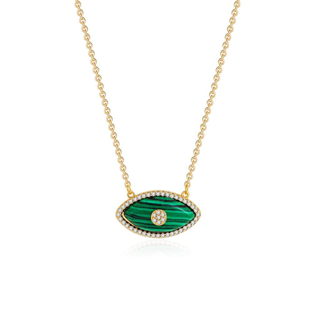 Aurelia Malachite Evil Eye Necklace