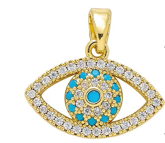 Crystal & Turquoise Mosaic Eye Charm