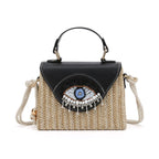 Straw Bag with Evil Eye Accent