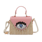 Straw Bag with Evil Eye Accent