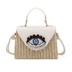 Straw Bag with Evil Eye Accent