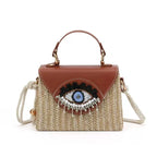 Straw Bag with Evil Eye Accent