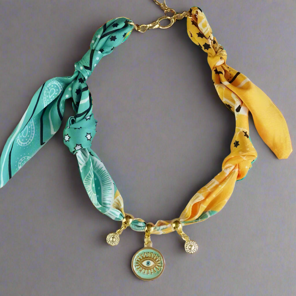 Boho Charm Evil Eye Scarf Necklace