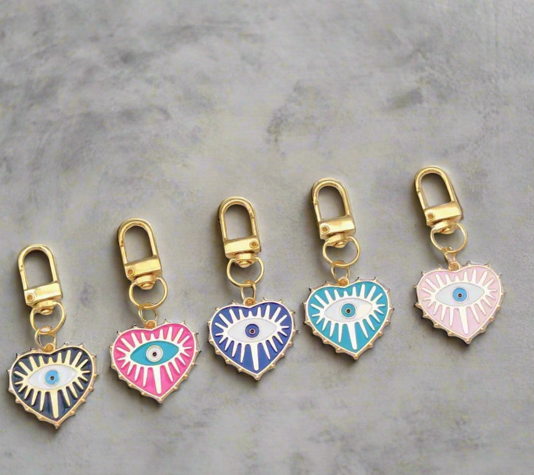 Heart Pop Evil Eye Keychain