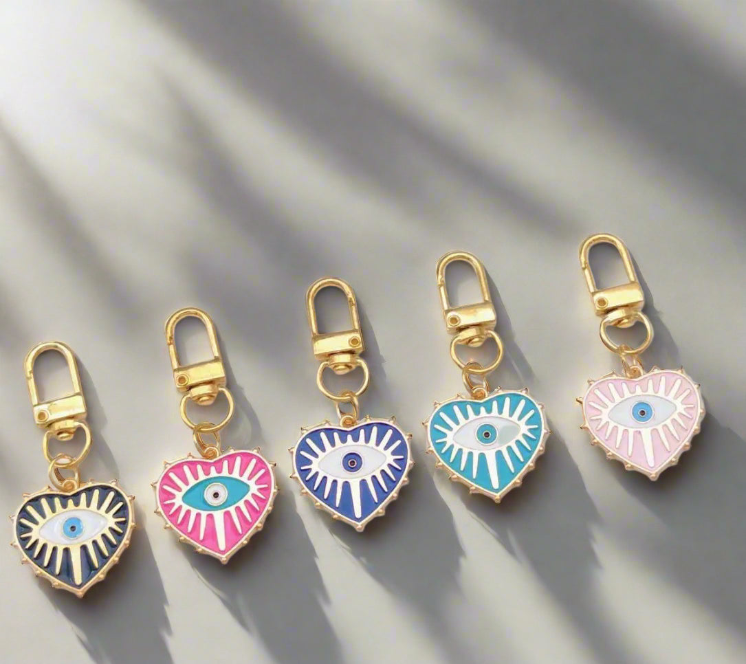 Heart Evil Eye Keychain