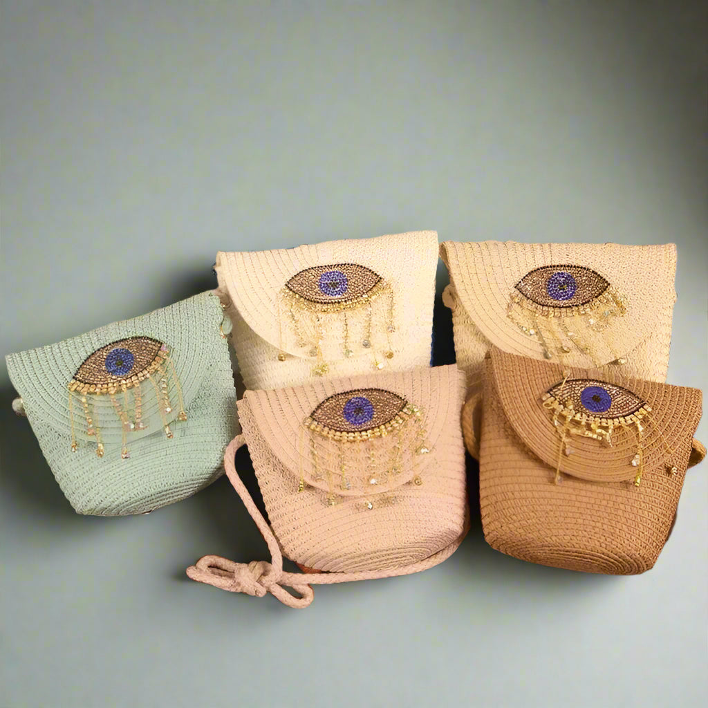 Woven Crossbody Bag – Evil Eye Design