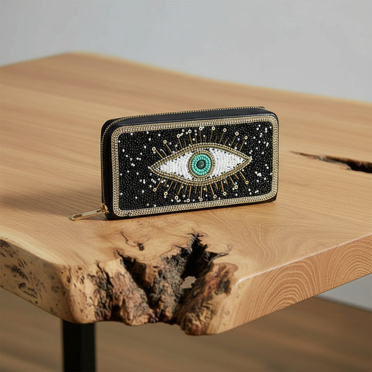 Beaded Evil Eye Wallet- Large