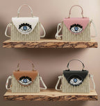 Straw Bag with Evil Eye Accent